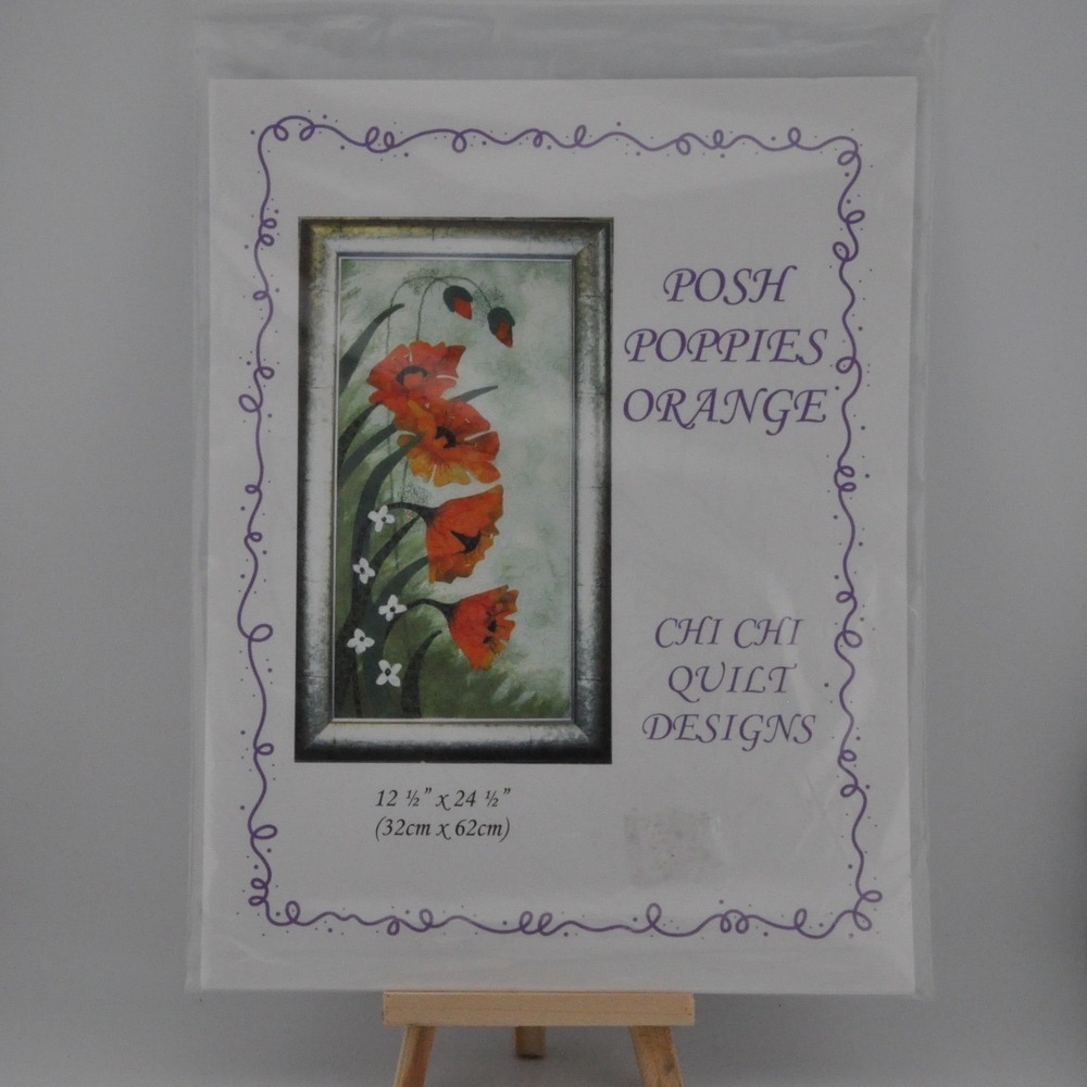 Chi Chi Quilt Designs Posh Poppies Pattern‎ 12.5x24.5 Orange New Floral Art